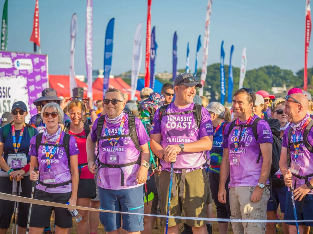 Walkers at the start of the Jurassic Coast Challenge