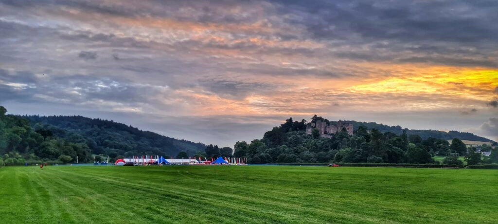 The stunning backdrop of the South West Coast 50 basecamp next to Dunster Castle.