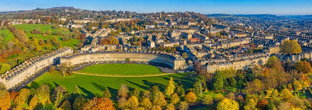 Bird's eye view of Bath, the setting for the Bath 50 Challenge.
