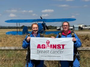 Charlotte and Danielle before their skydive