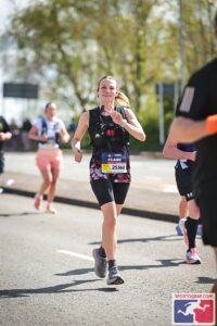 Claire Lue on the Manchester Marathon course