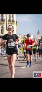 Isabel on the Brighton Marathon course