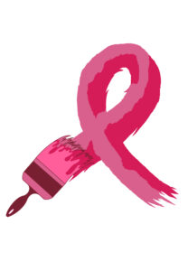 Paint Abingdon Pink logo - a pink ribbon with a paint brush in the bottom left corner