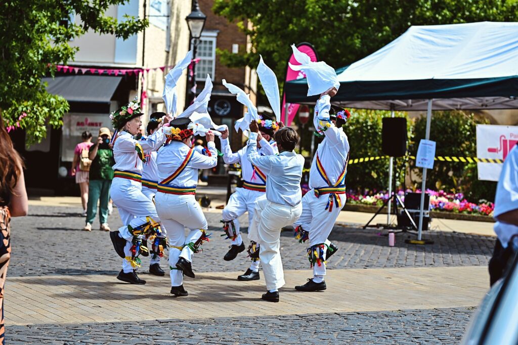 Morris dancers as Abingdon Turns Pink
